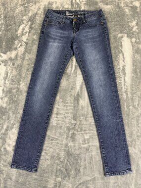 GP Jeans Womens Skinny Jeans Size 1 Rhinestone Pocket Design Stretch Denim Blue